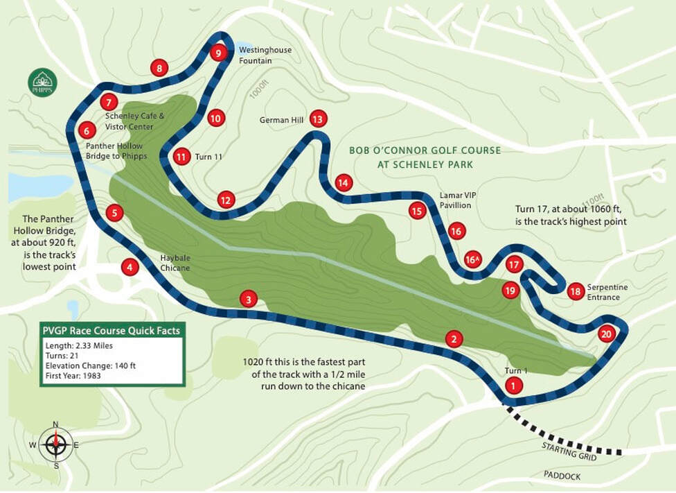 Pittsburgh Vintage Grand Prix Race Course Map Schenley Park